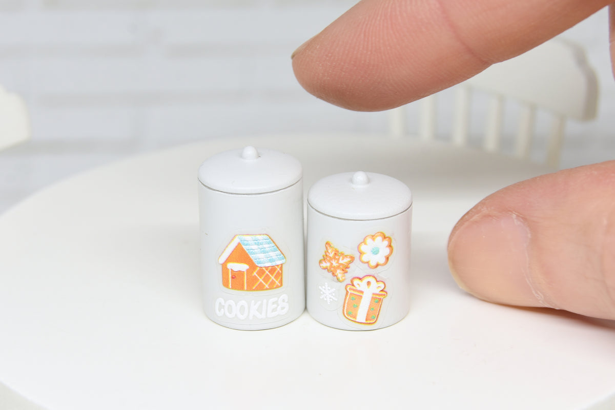 Container Set - 2pcs- with removable lids (1:12 scale) Christmas