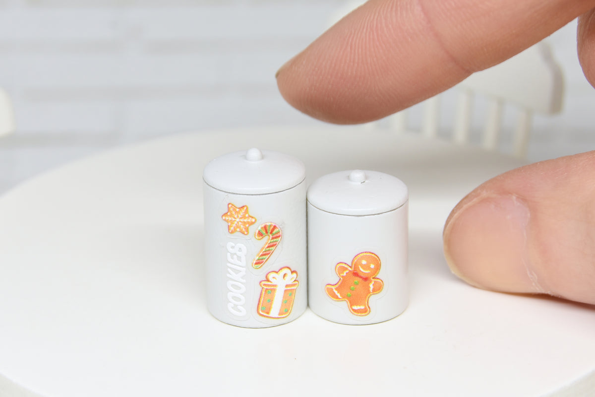 Container Set - 2pcs- with removable lids (1:12 scale) Christmas
