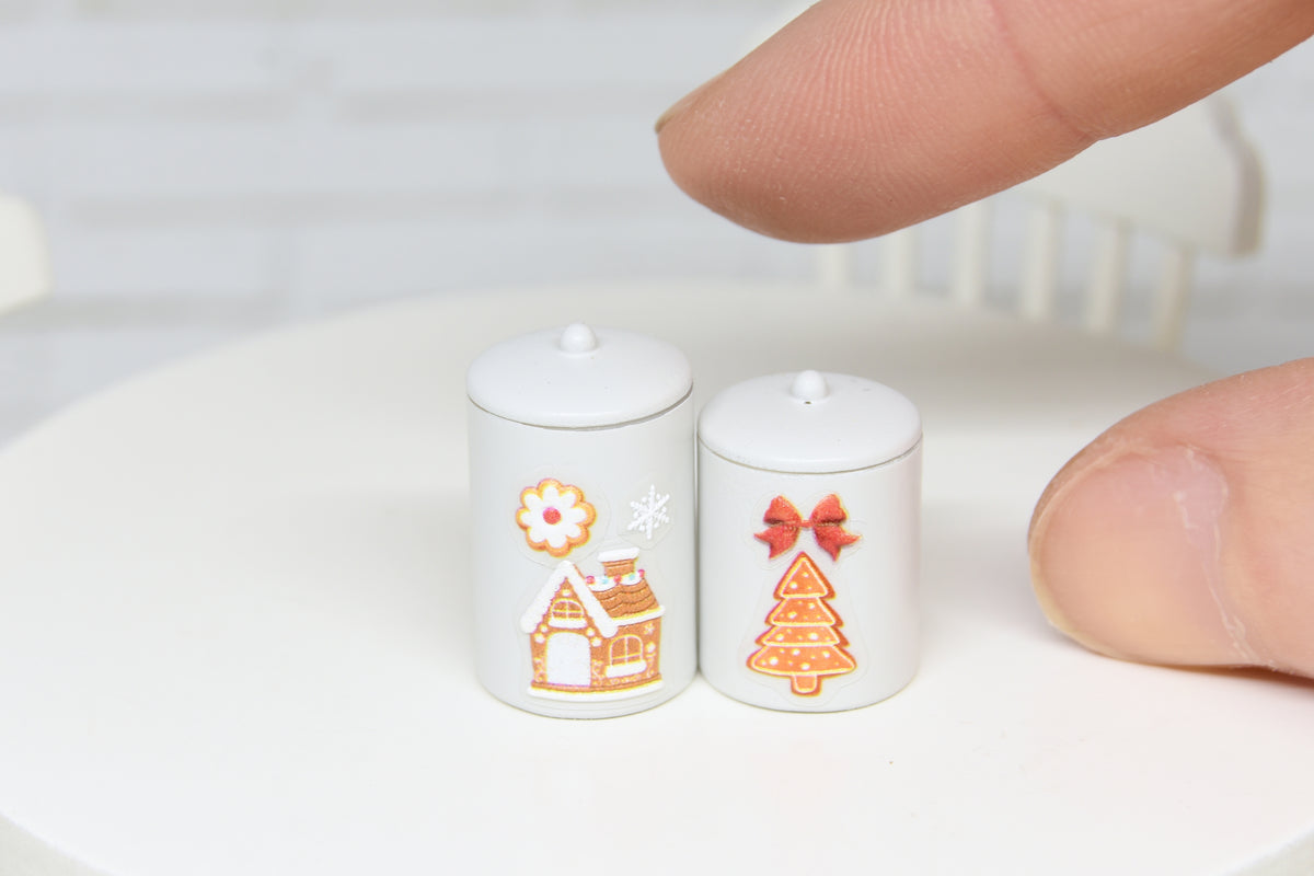 Container Set - 2pcs- with removable lids (1:12 scale) Christmas