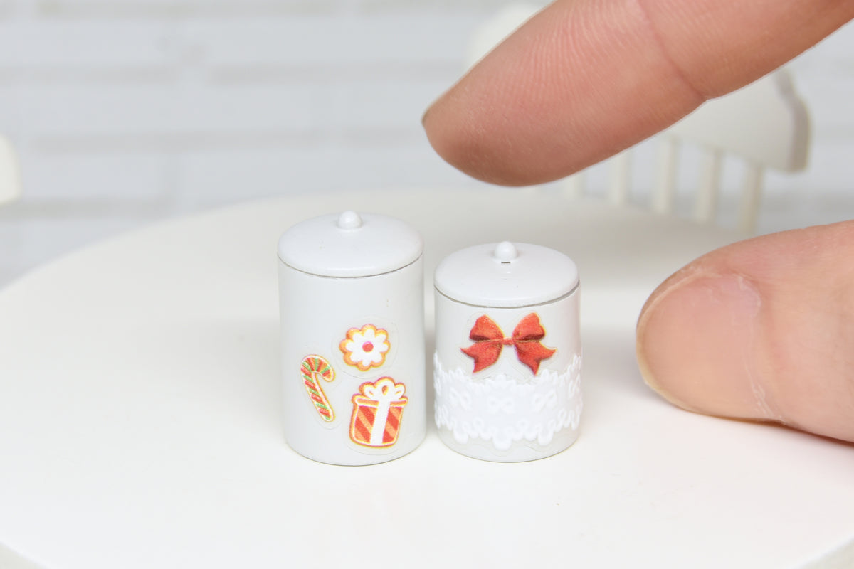 Container Set - 2pcs- with removable lids (1:12 scale) Christmas