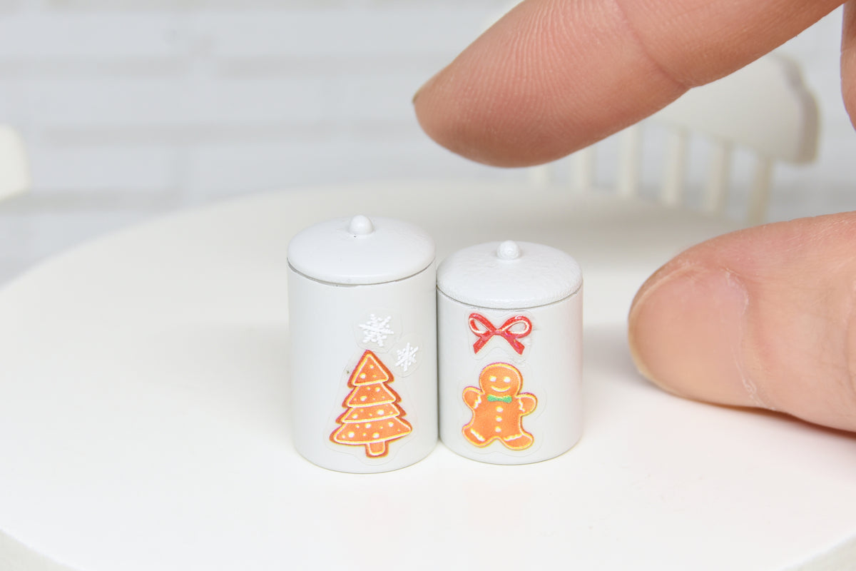 Container Set - 2pcs- with removable lids (1:12 scale) Christmas