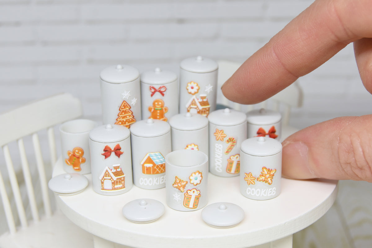 Container Set - 2pcs- with removable lids (1:12 scale) Christmas
