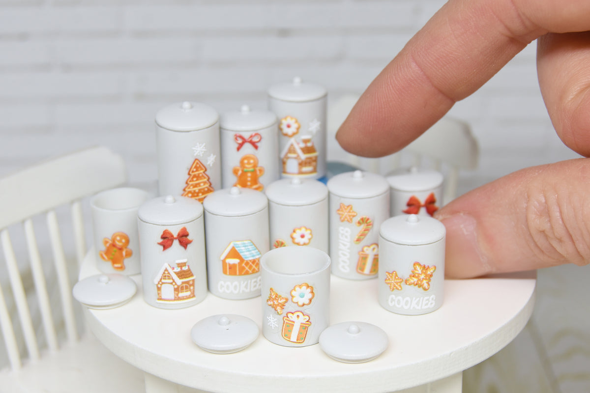 Container Set - 2pcs- with removable lids (1:12 scale) Christmas