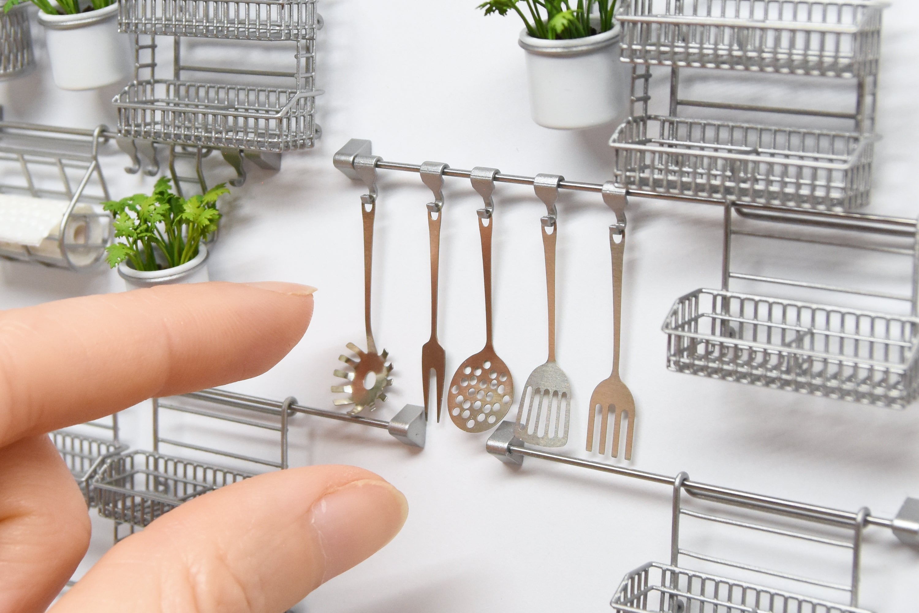 Metal Utensils Set - 5pcs (1:12 scale) stainless steel