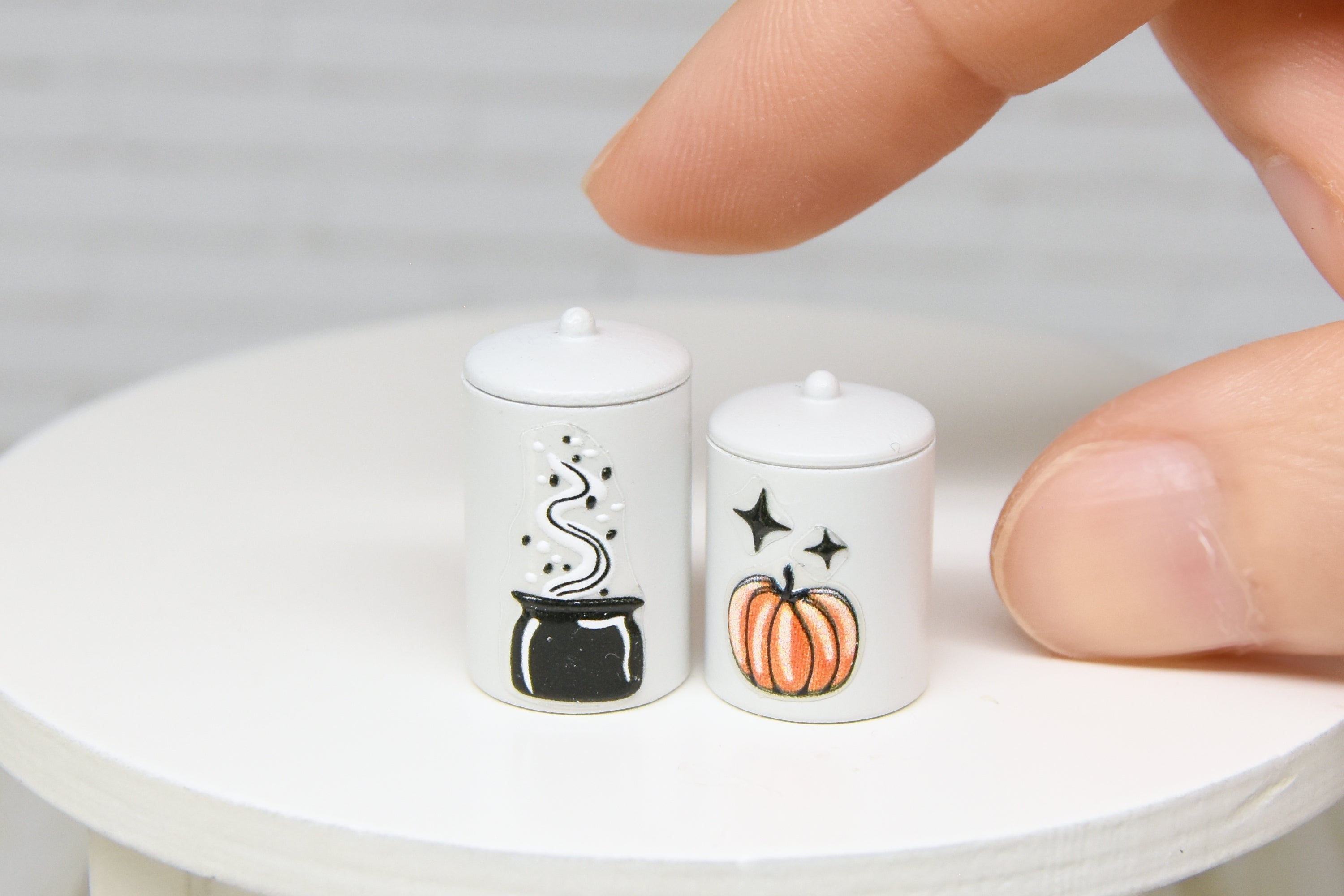 Container Set - 2pcs- with removable lids (1:12 scale) Halloween (Kopia)
