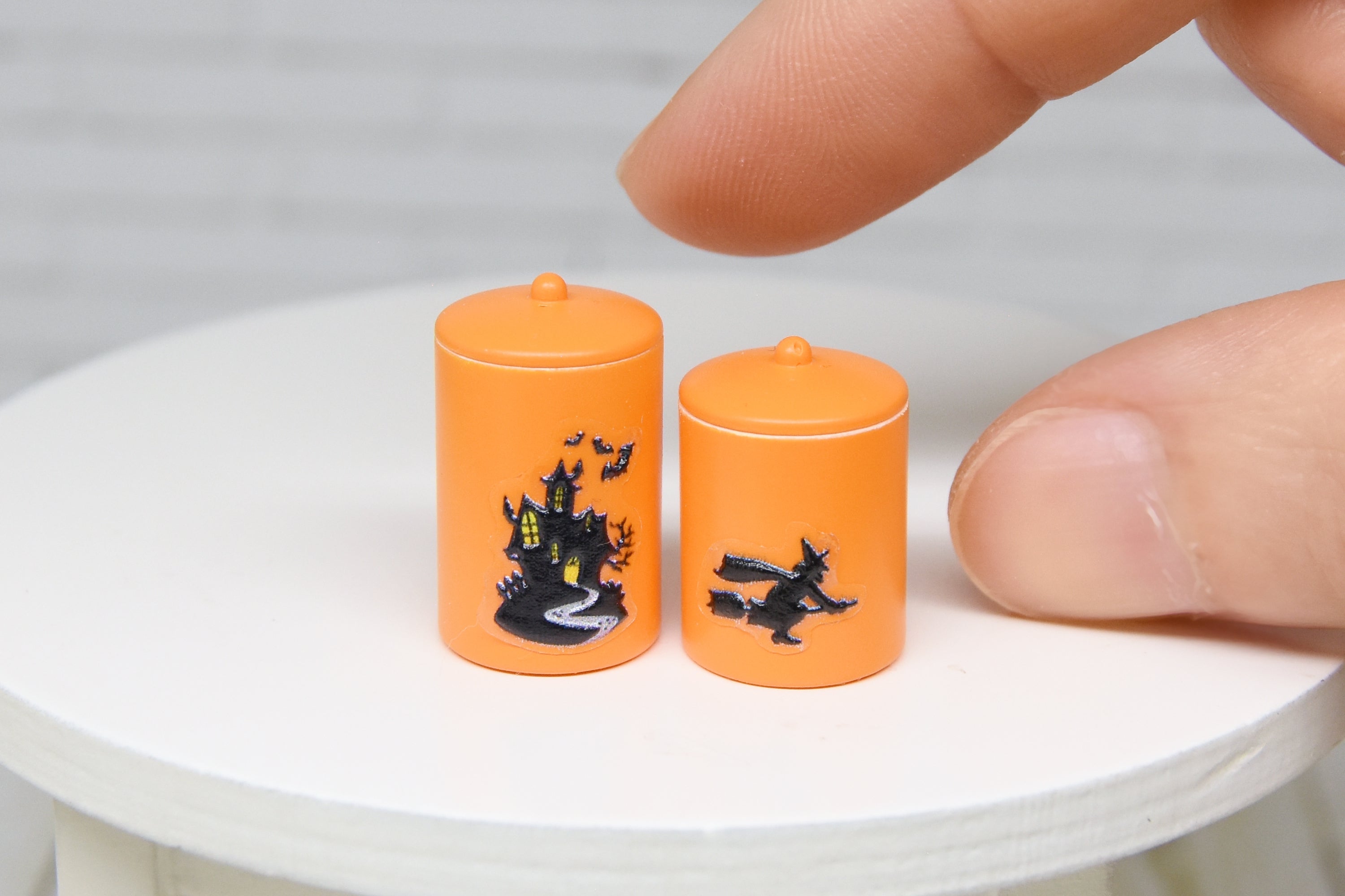 Container Set - 2pcs- with removable lids (1:12 scale) Halloween