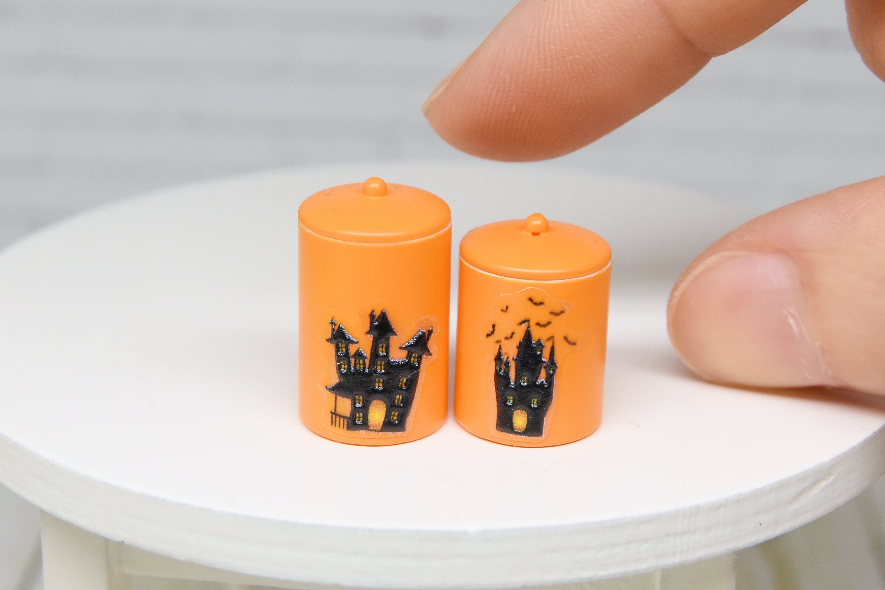 Container Set - 2pcs- with removable lids (1:12 scale) Halloween