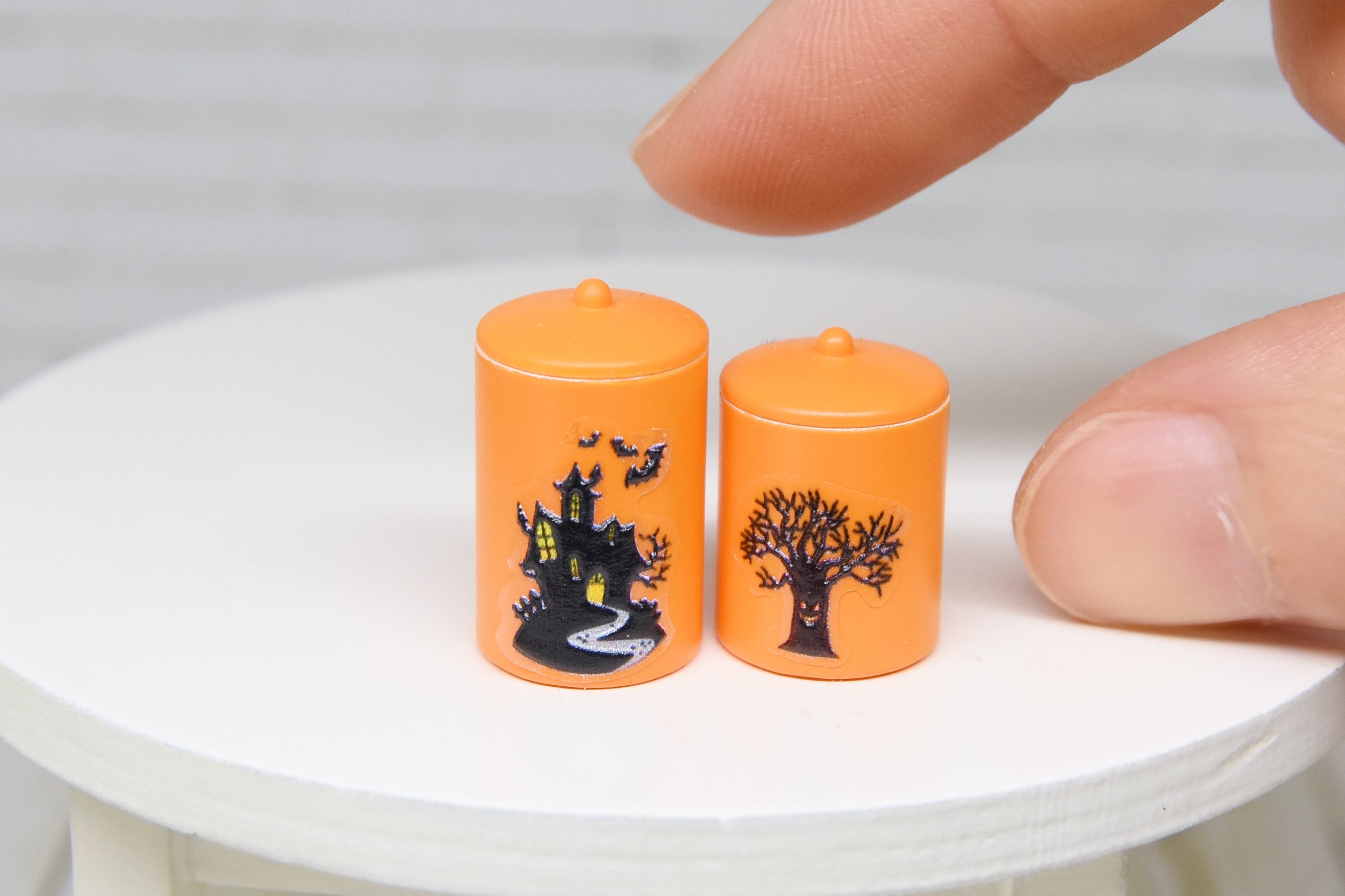 Container Set - 2pcs- with removable lids (1:12 scale) Halloween