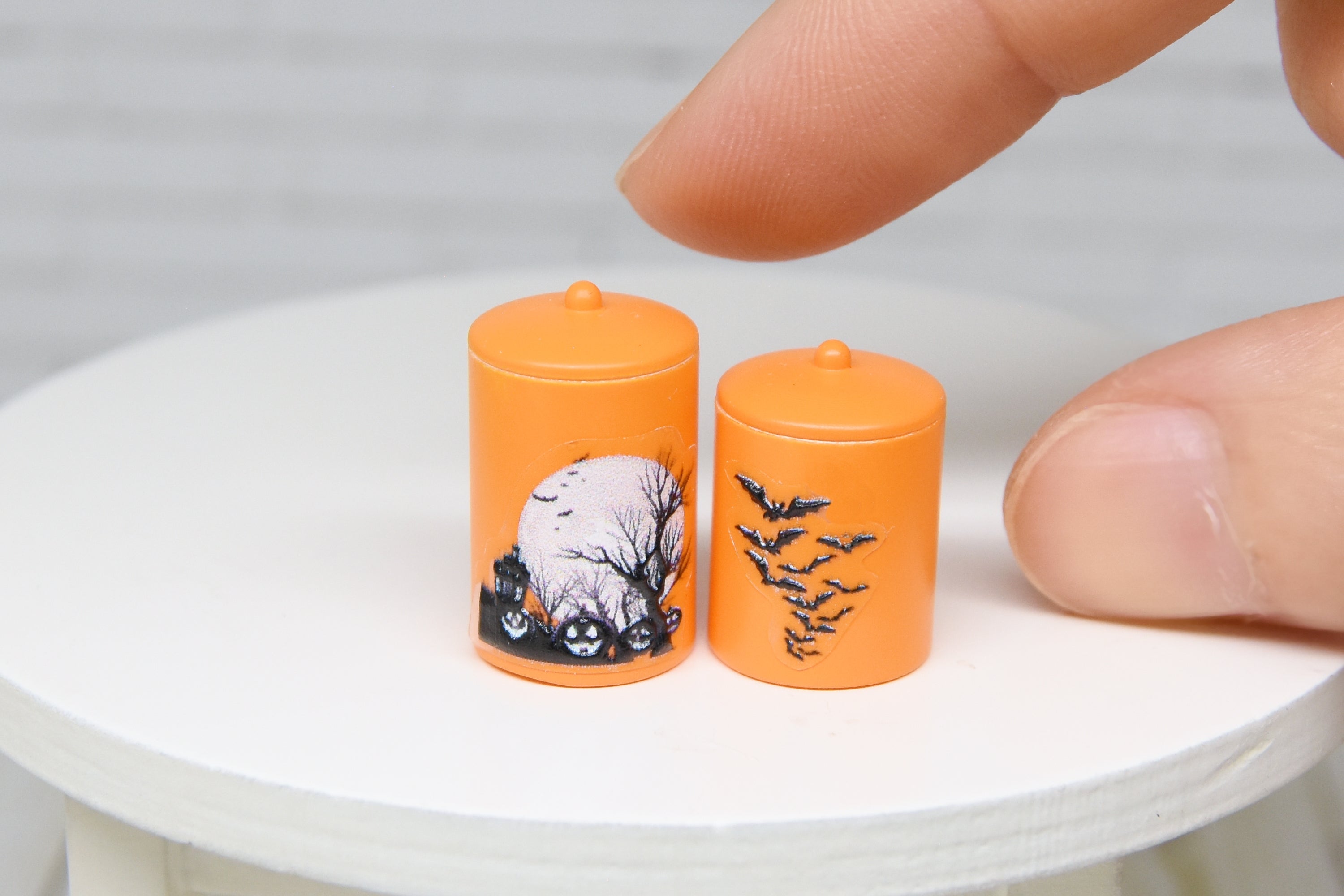 Container Set - 2pcs- with removable lids (1:12 scale) Halloween