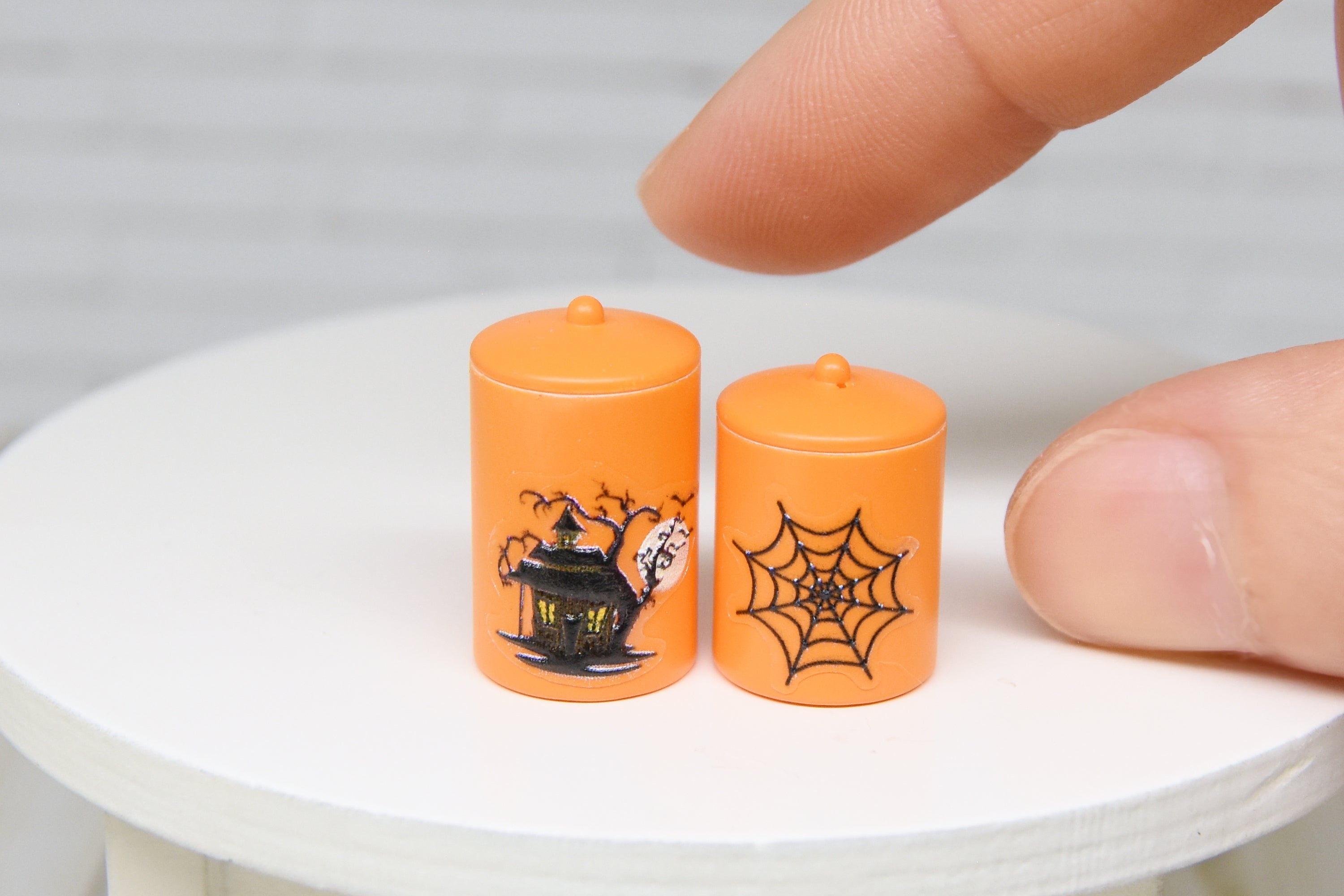 Container Set - 2pcs- with removable lids (1:12 scale) Halloween