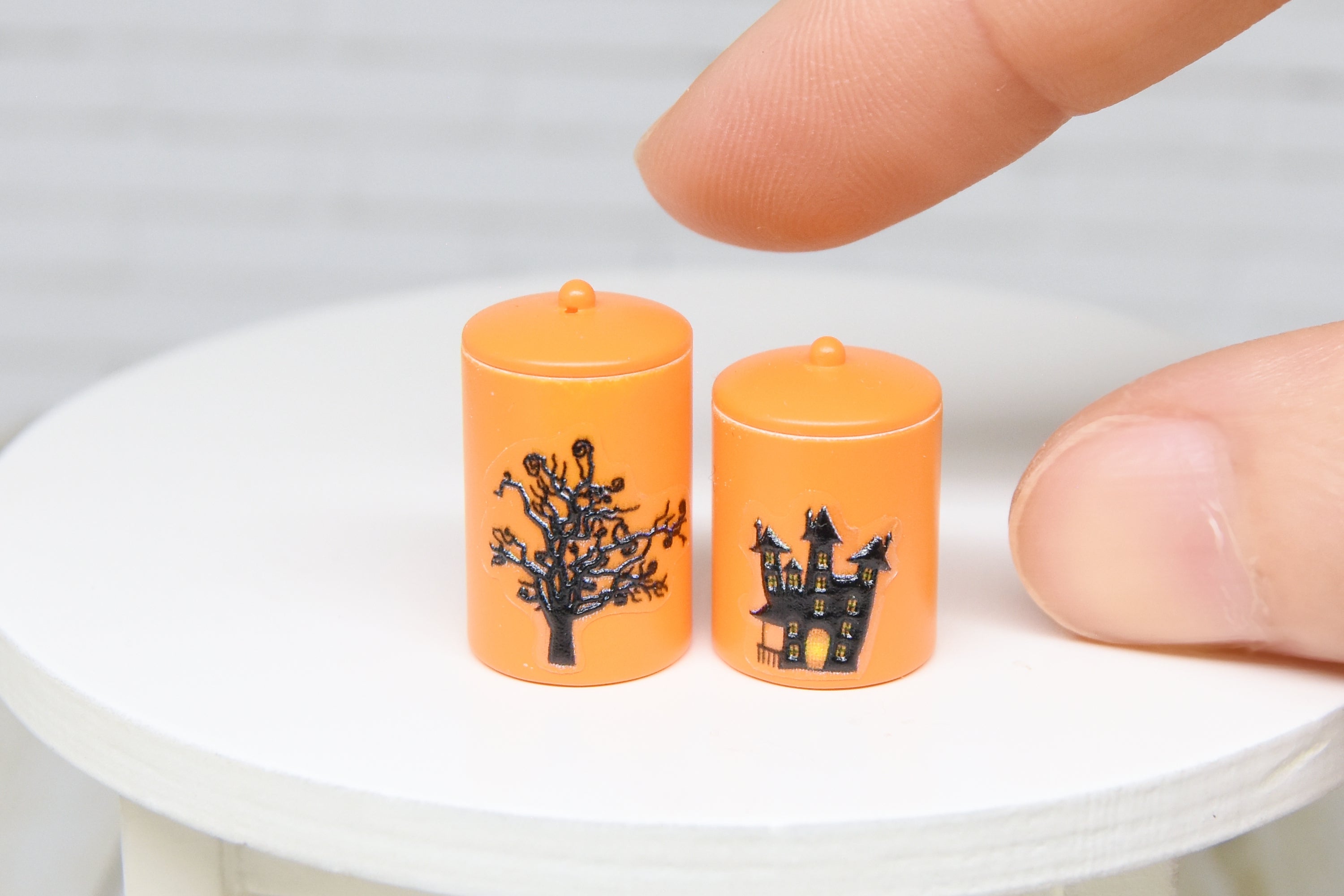 Container Set - 2pcs- with removable lids (1:12 scale) Halloween