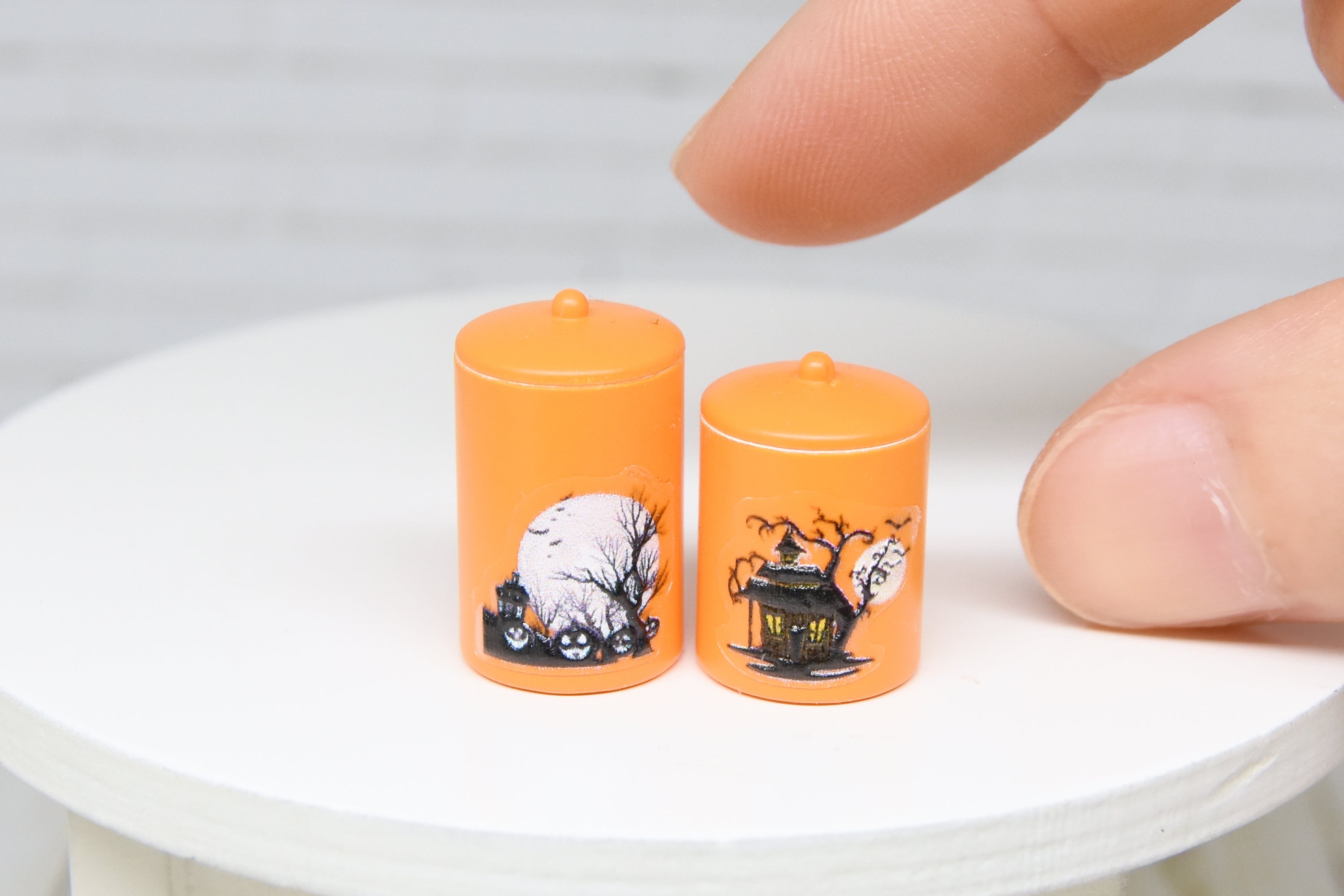 Container Set - 2pcs- with removable lids (1:12 scale) Halloween