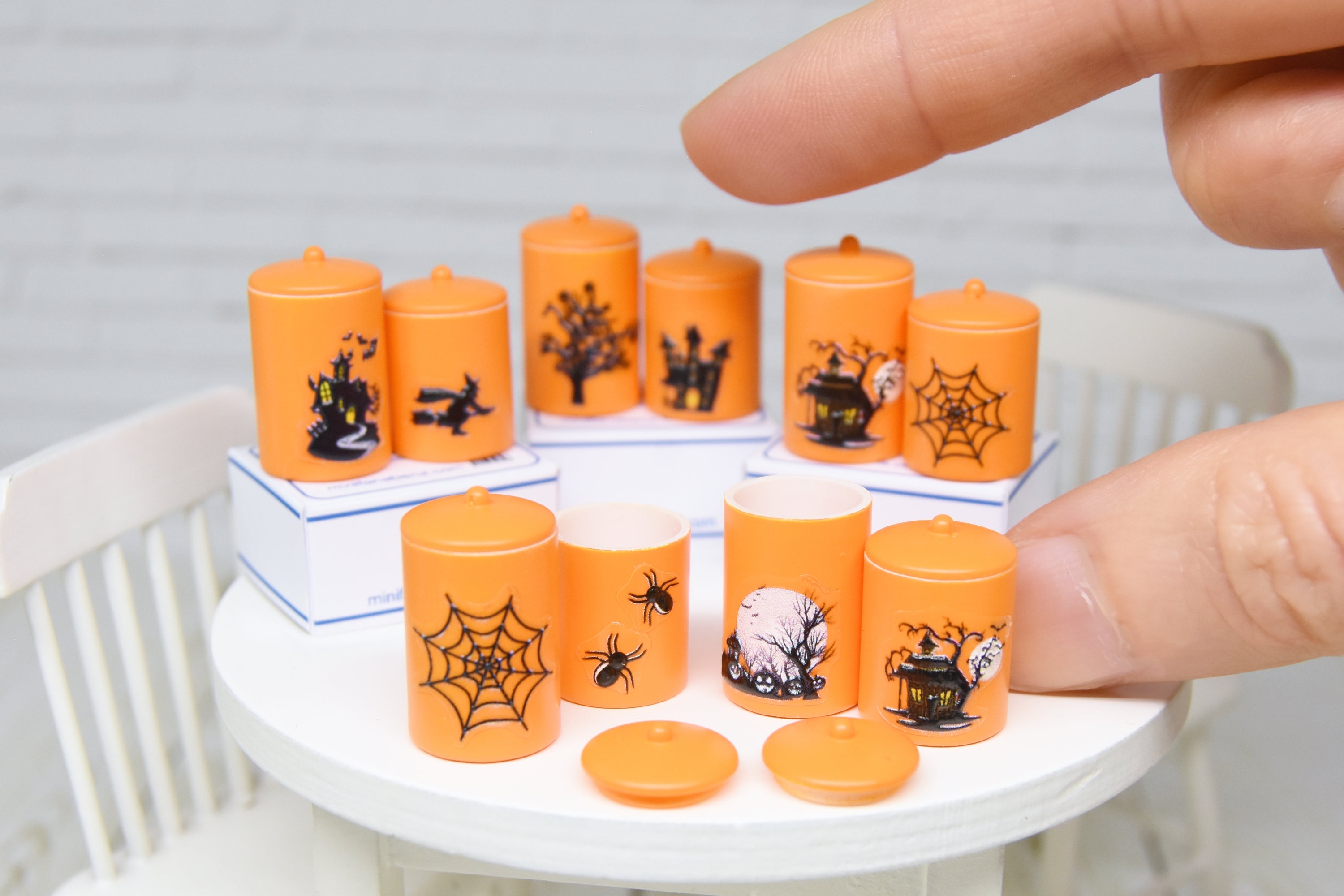 Container Set - 2pcs- with removable lids (1:12 scale) Halloween