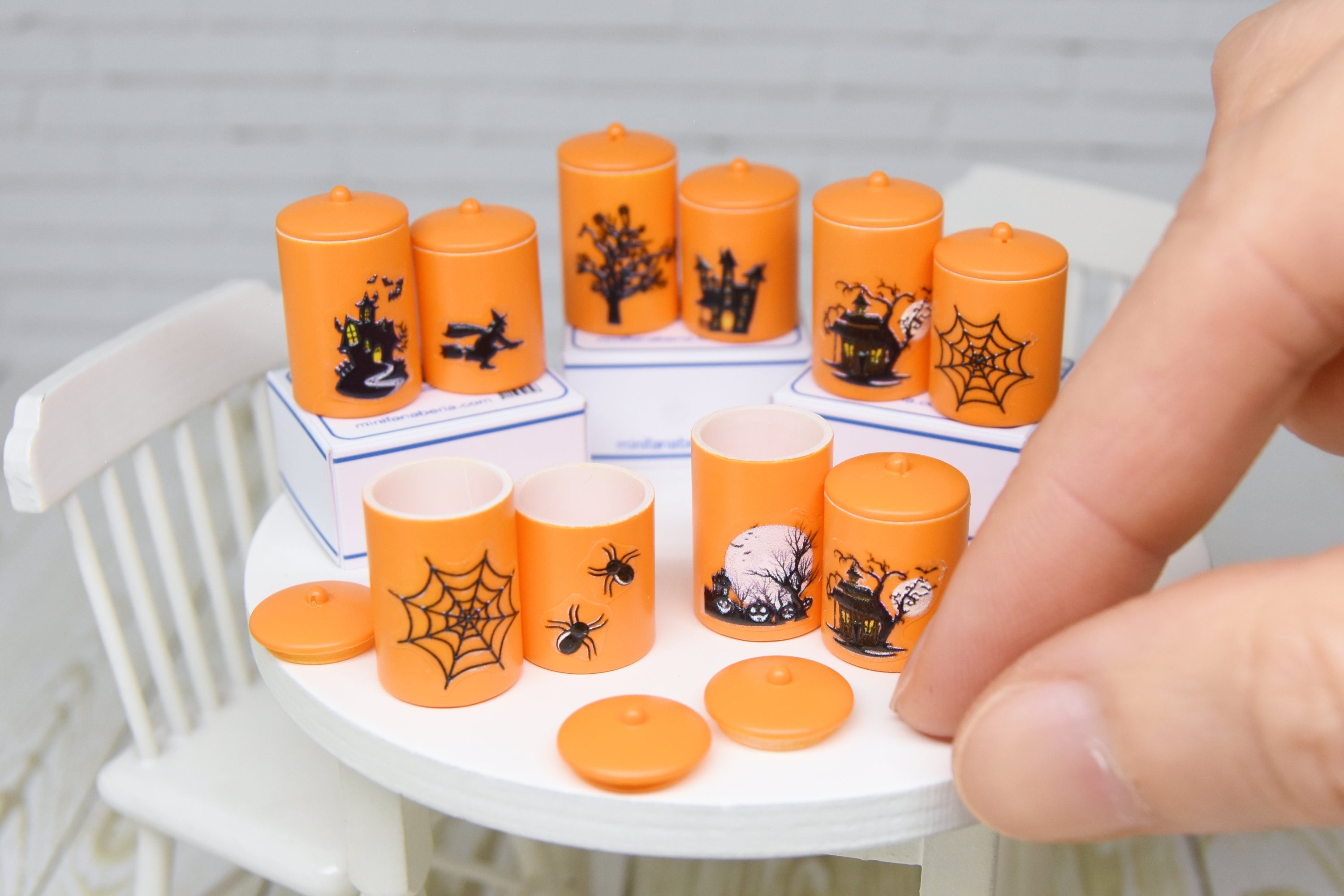 Container Set - 2pcs- with removable lids (1:12 scale) Halloween