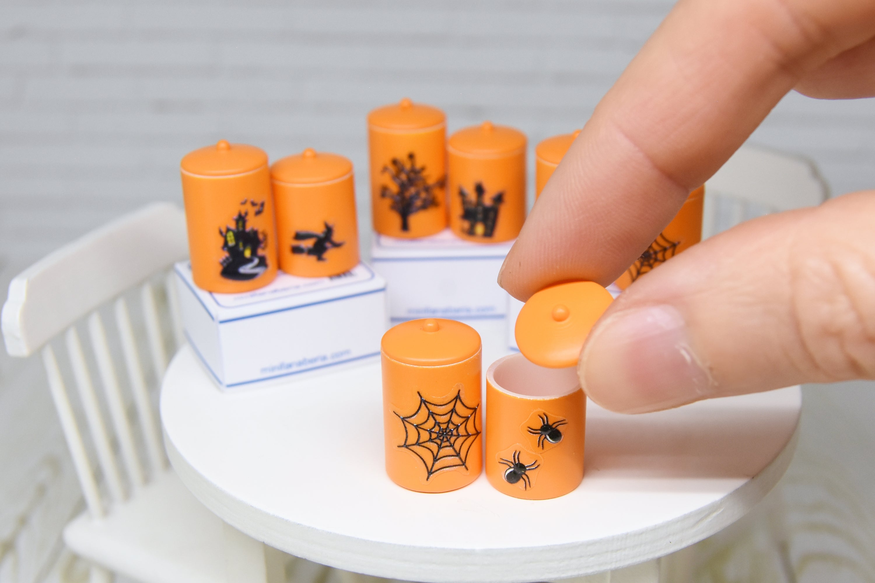 Container Set - 2pcs- with removable lids (1:12 scale) Halloween