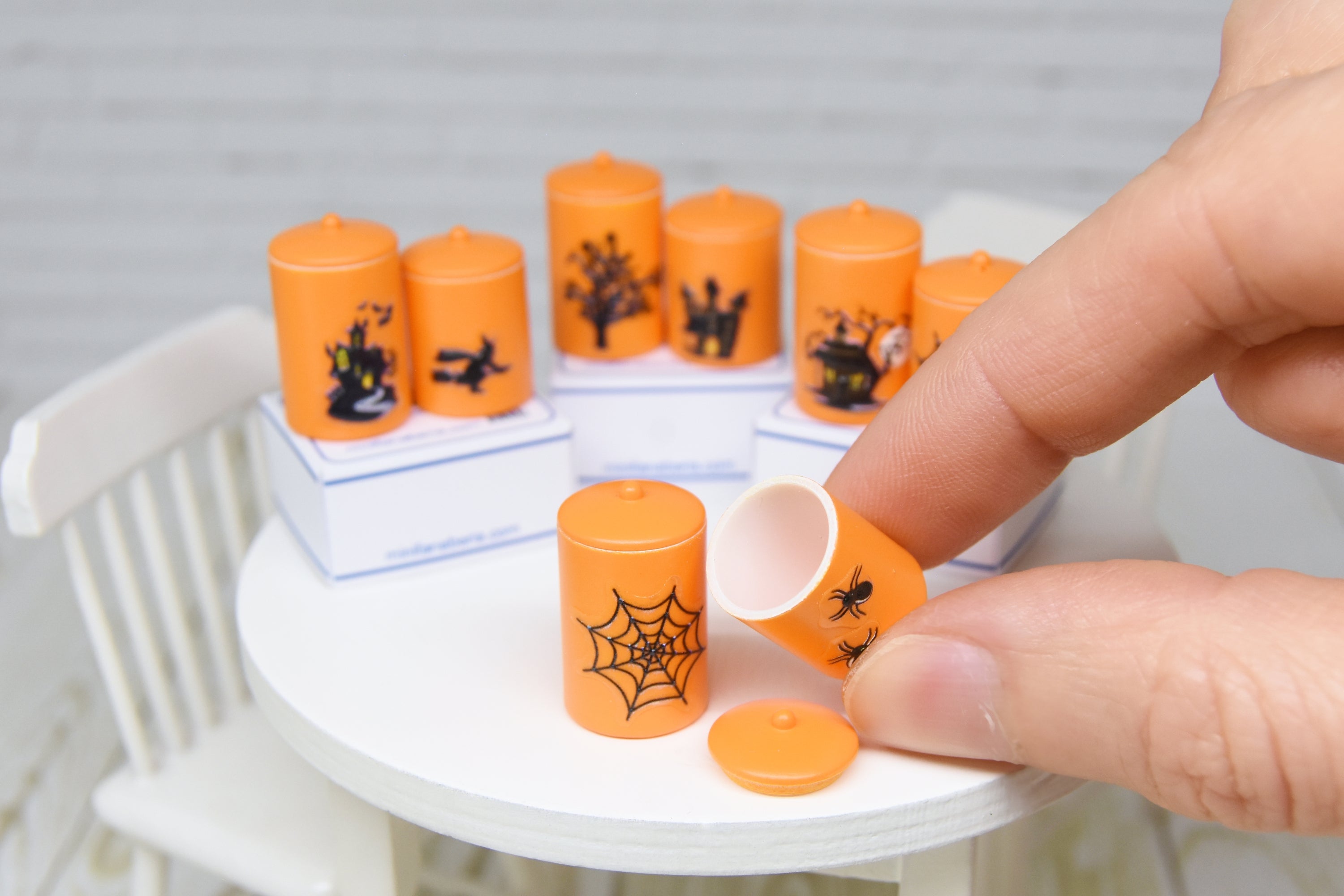 Container Set - 2pcs- with removable lids (1:12 scale) Halloween