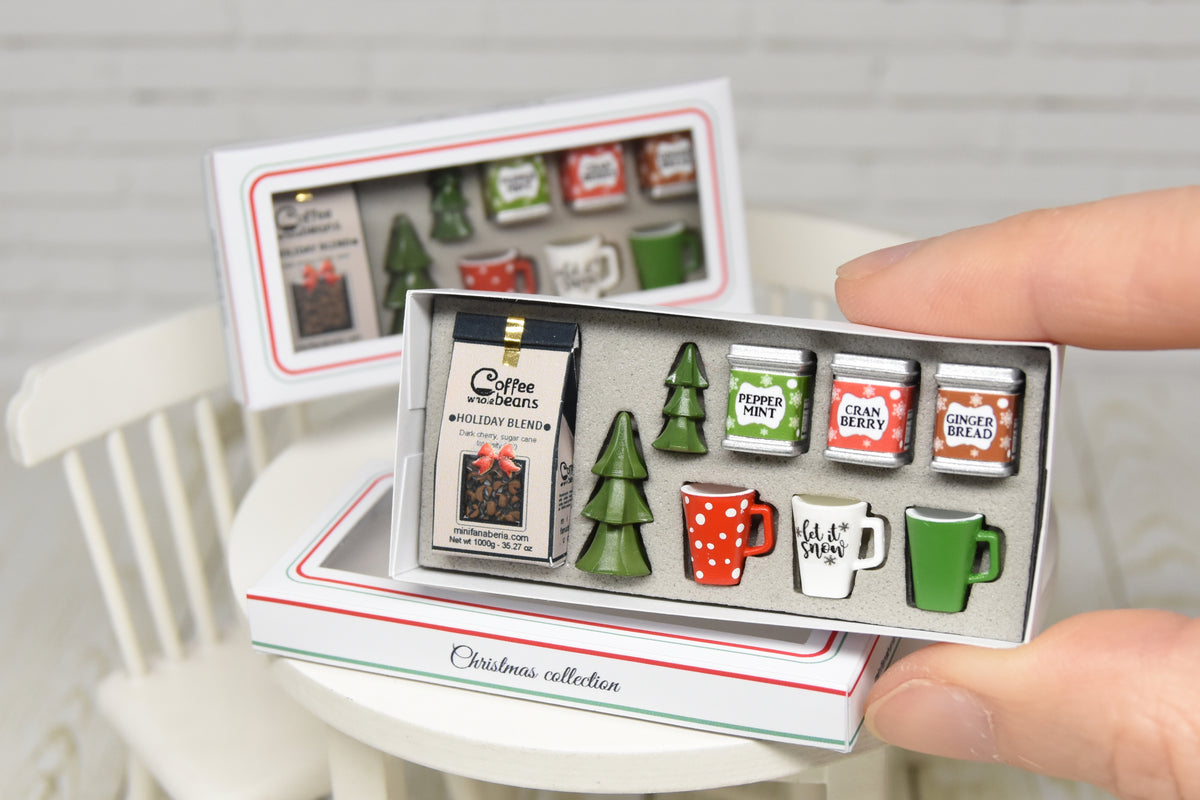 Christmas Coffee SET - 9pcs (1:12 scale) Set packed as gift