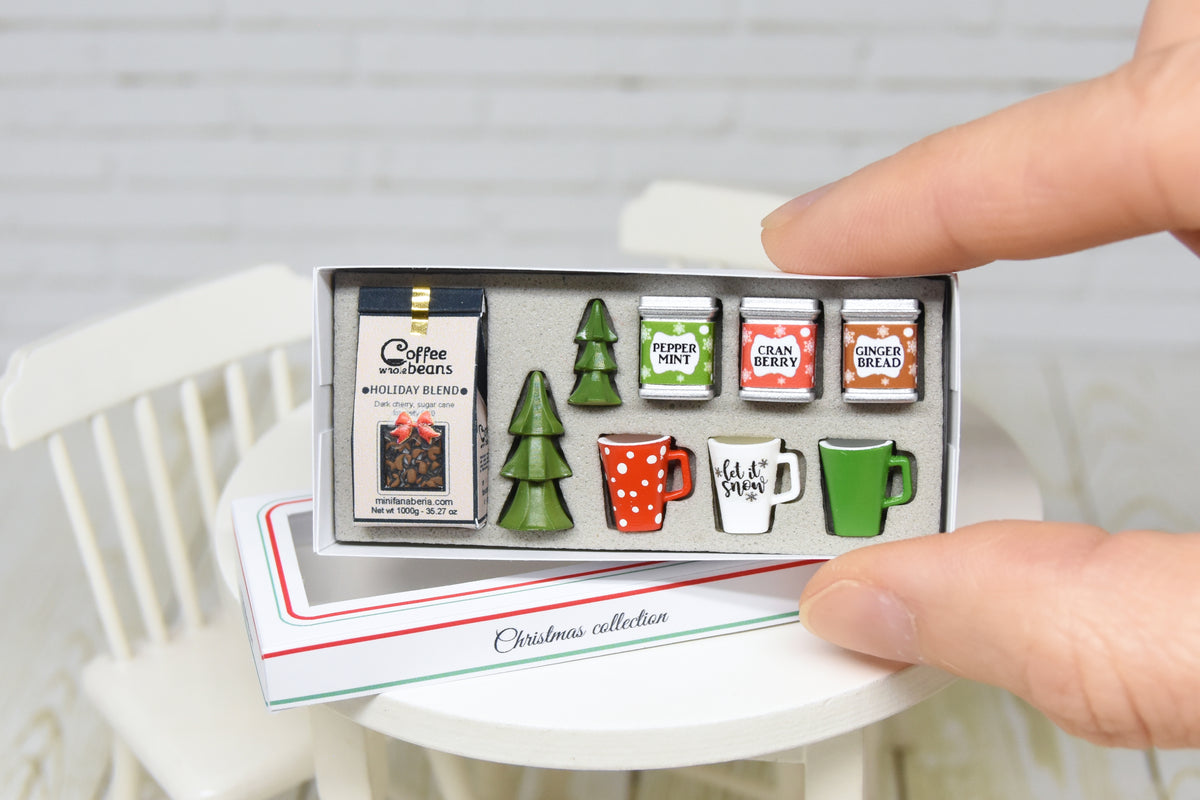 Christmas Coffee SET - 9pcs (1:12 scale) Set packed as gift