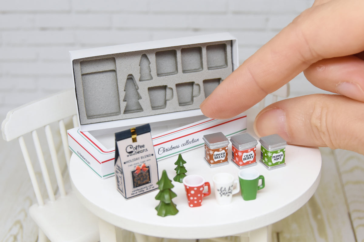 Christmas Coffee SET - 9pcs (1:12 scale) Set packed as gift