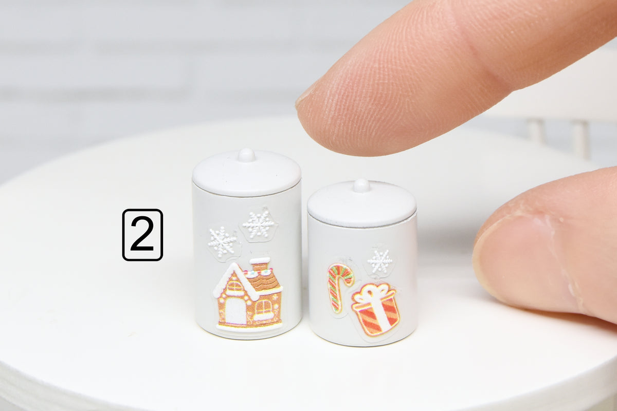Container Set - 2pcs- with removable lids (1:12 scale) Christmas