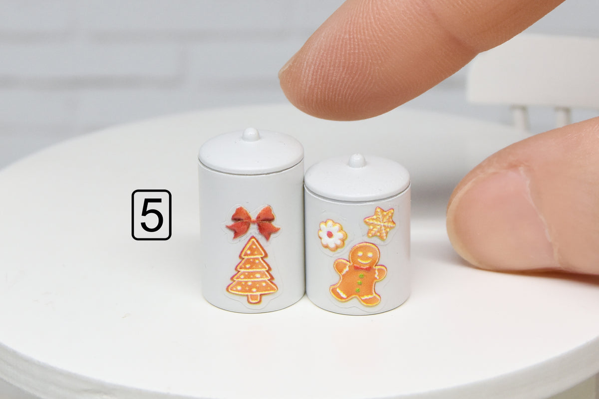 Container Set - 2pcs- with removable lids (1:12 scale) Christmas