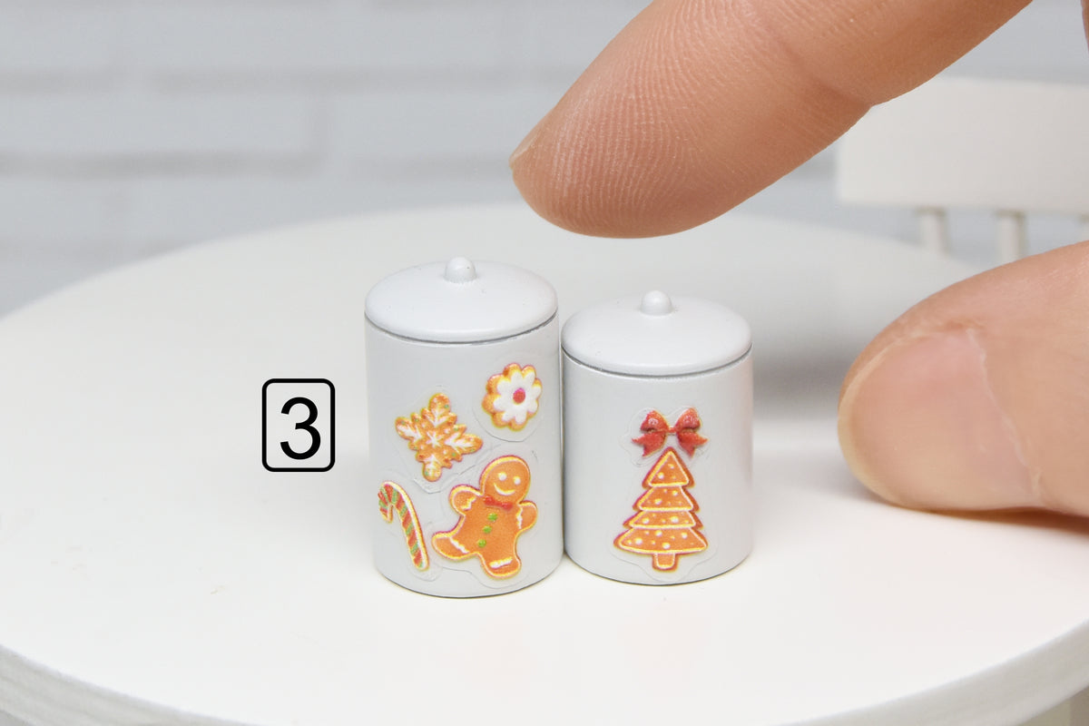 Container Set - 2pcs- with removable lids (1:12 scale) Christmas