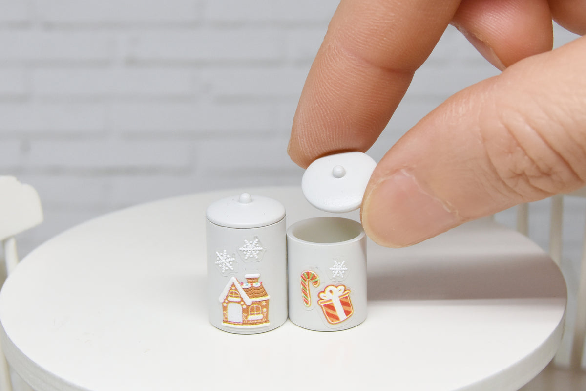 Container Set - 2pcs- with removable lids (1:12 scale) Christmas