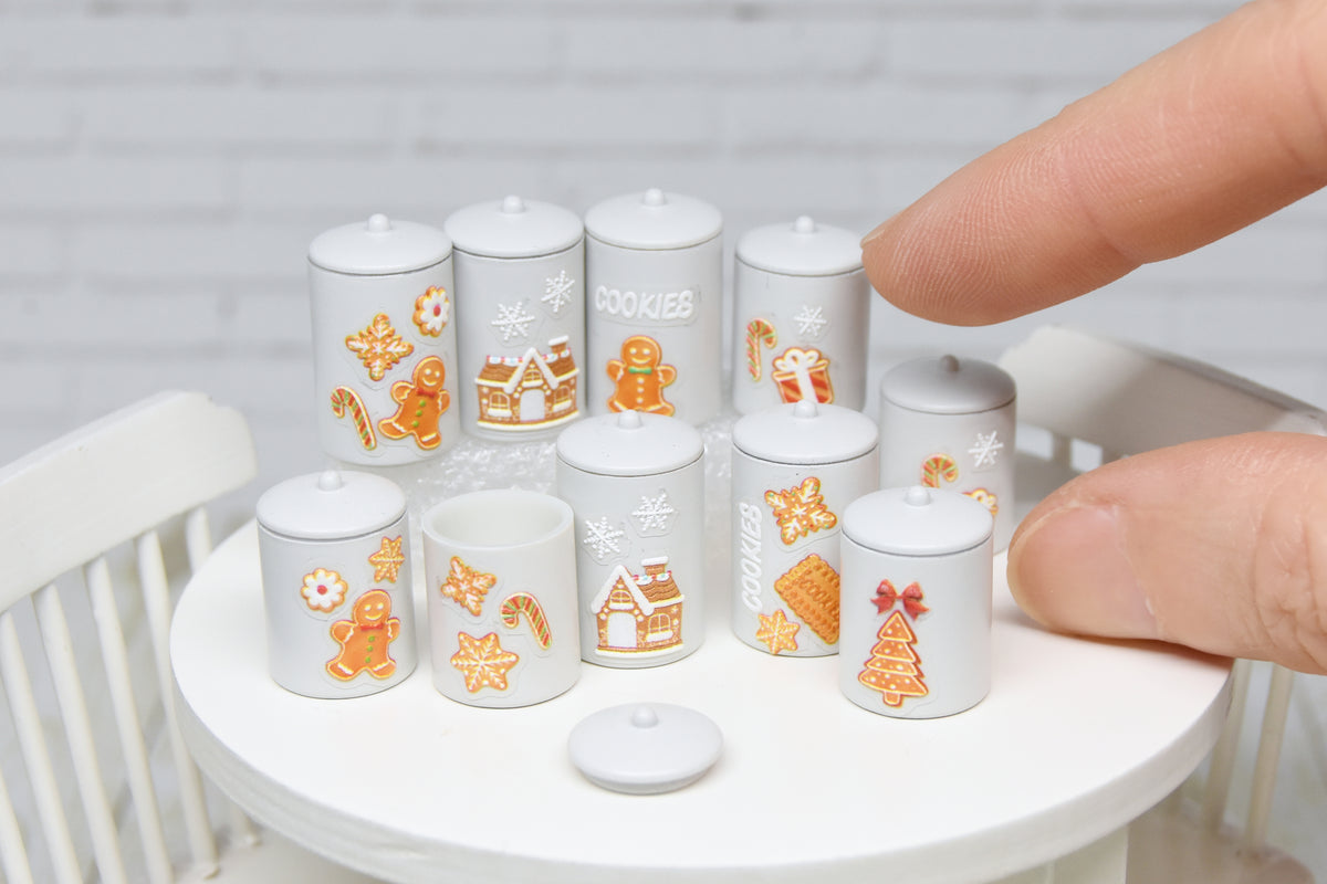 Container Set - 2pcs- with removable lids (1:12 scale) Christmas