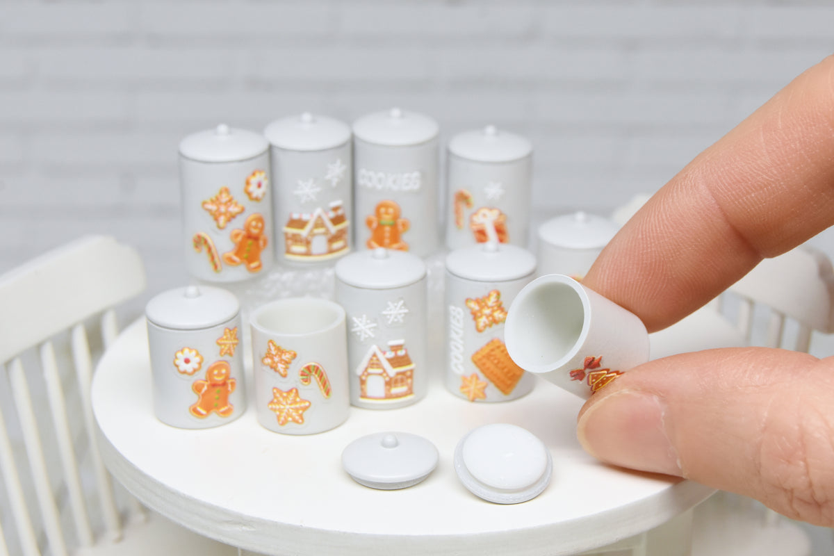 Container Set - 2pcs- with removable lids (1:12 scale) Christmas