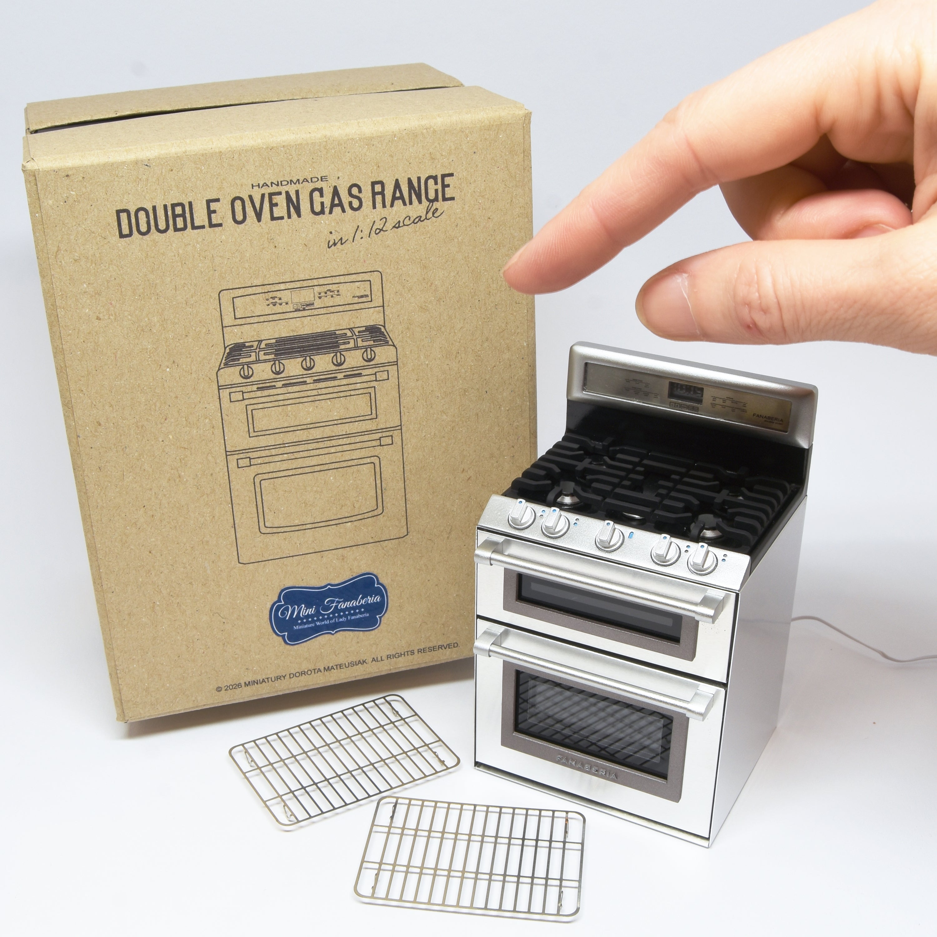 Double Oven Gas Range (1:12 scale) openable, with working light